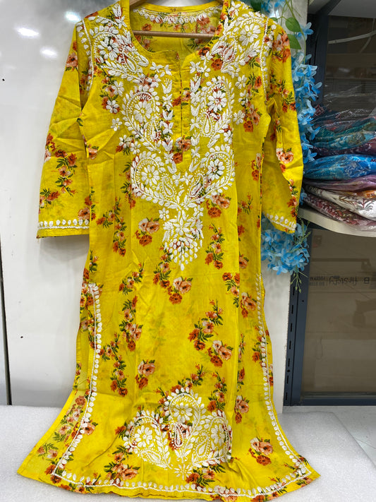 Yellow Chikankari