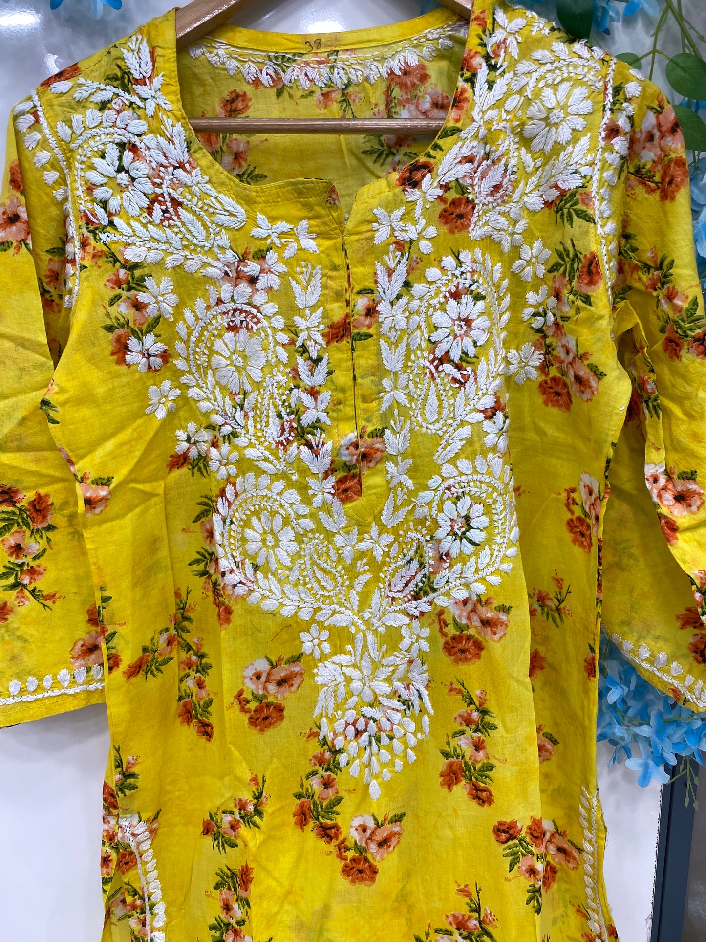 Yellow Chikankari