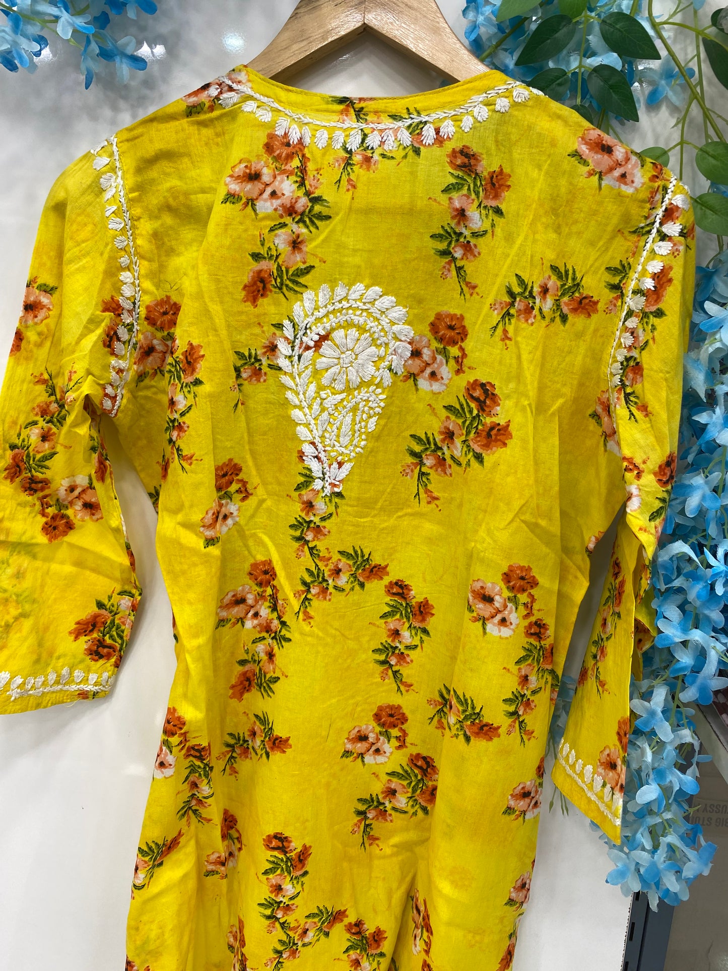 Yellow Chikankari