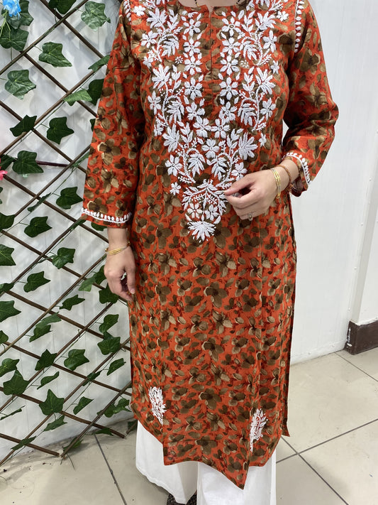 Brown Cotton Chikankari