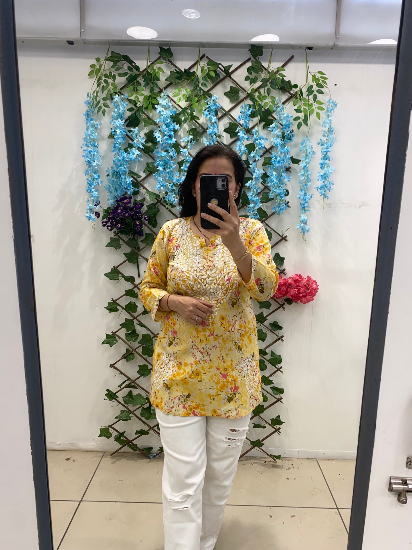 Light Yellow Cotton Chikankari Kurti