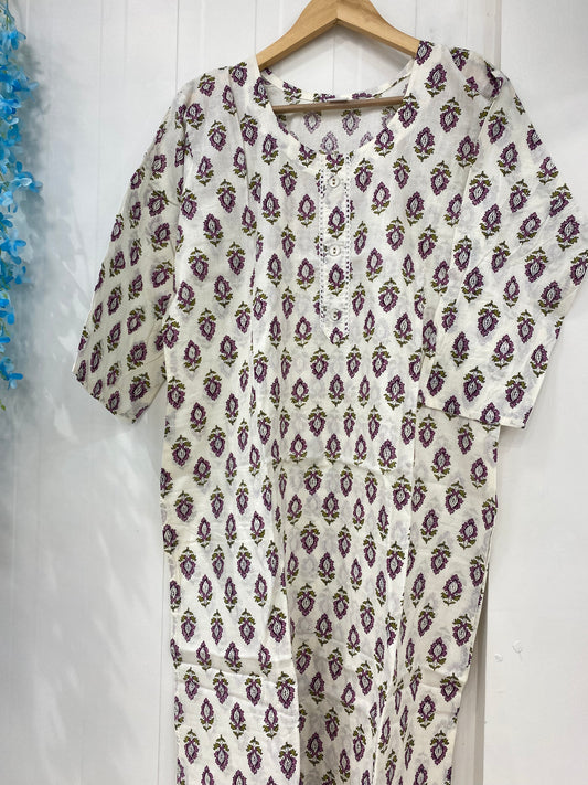 White Ikkat Kurti