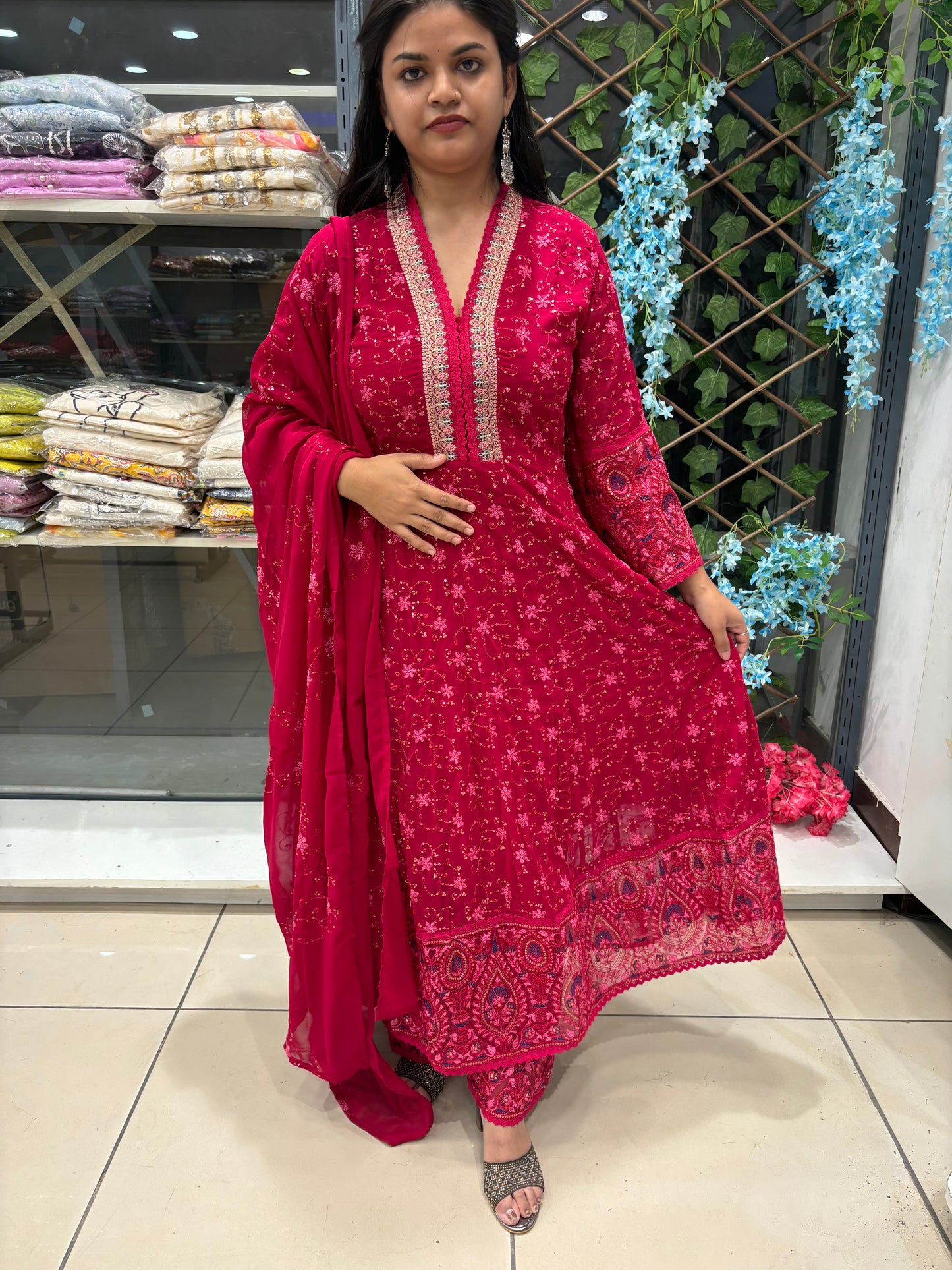 Red Georgette Anarkali