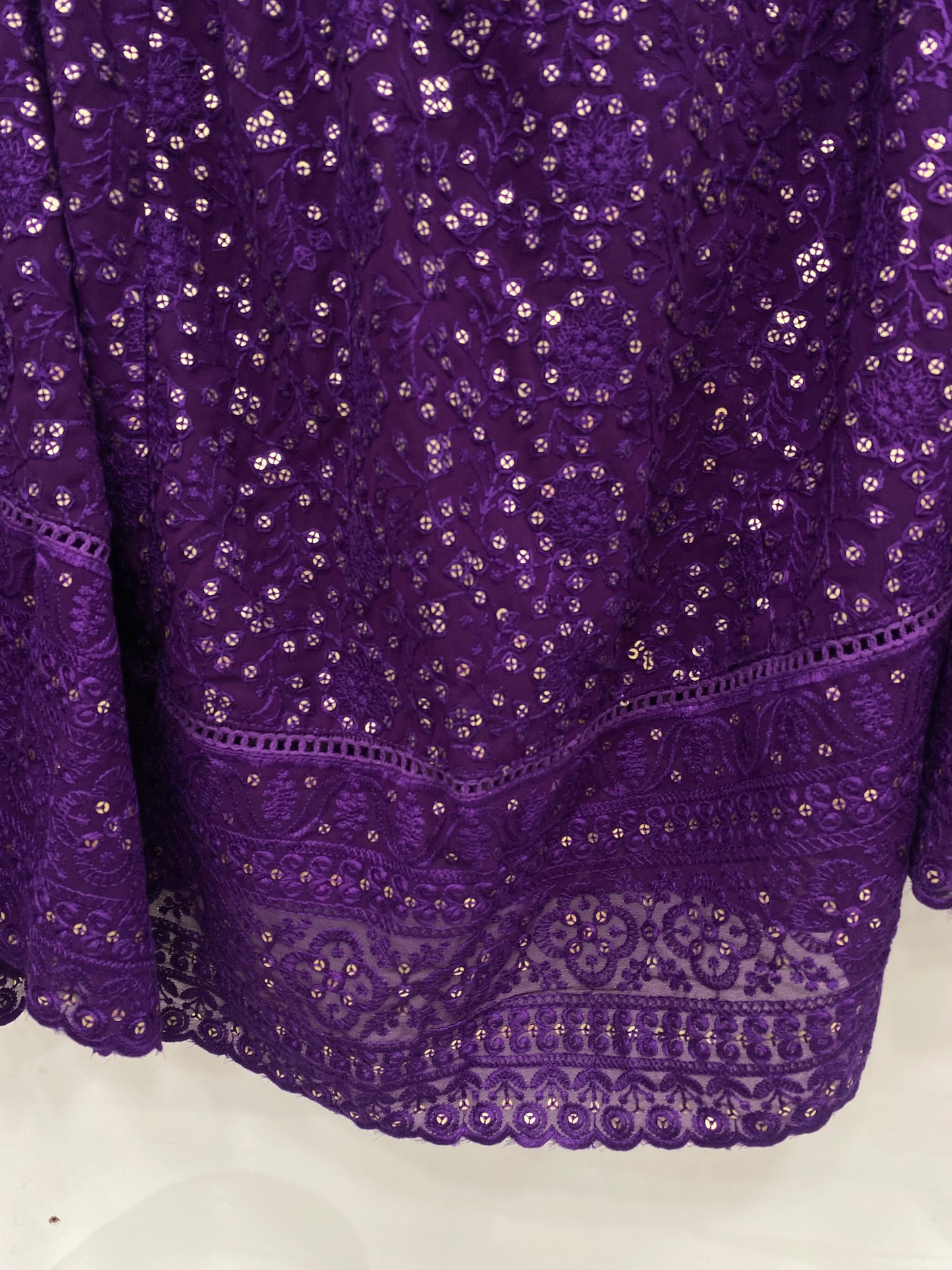 Purple Anarkali Set With Sequin Detailing