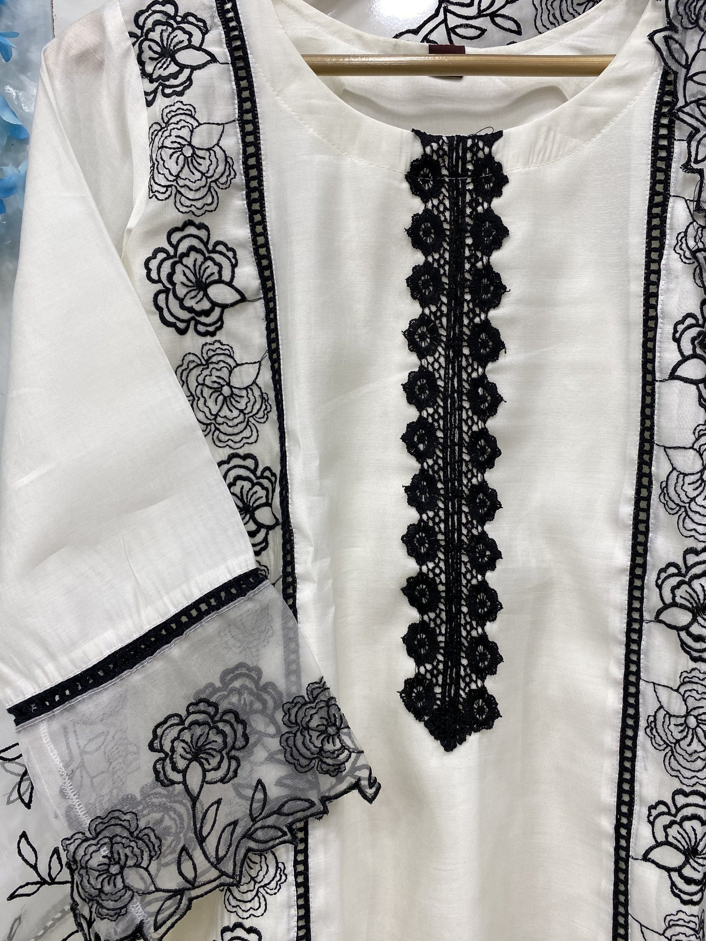 White Pakistani Look Suit With Lace