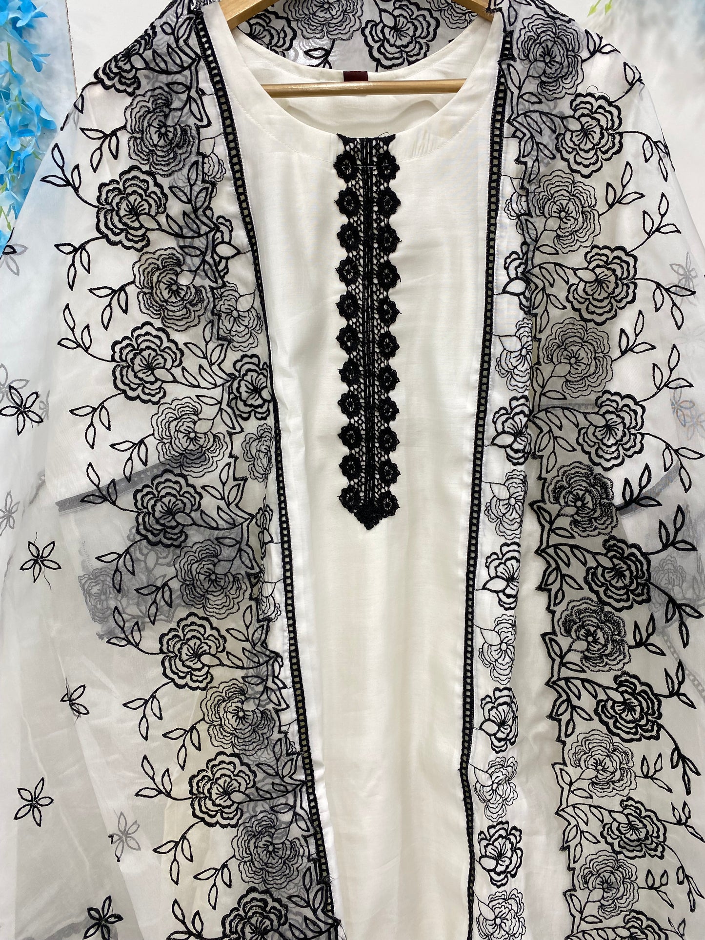 White Pakistani Look Suit With Lace