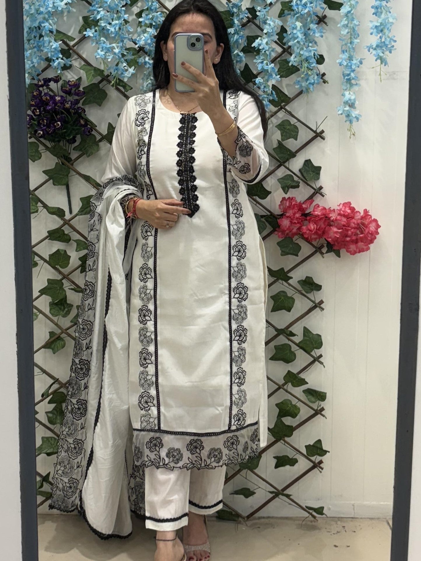 White Pakistani Look Suit With Lace