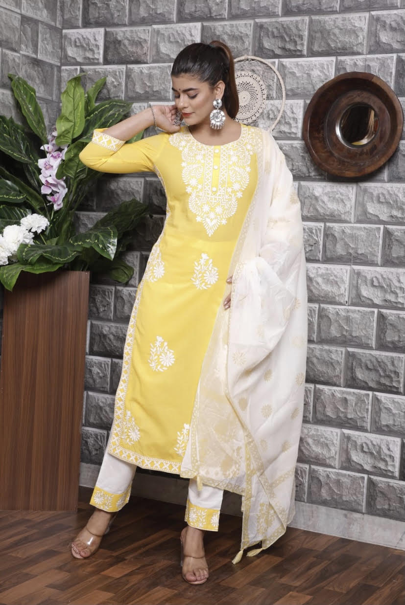 Pure Cotton Lucknowi Suit Set