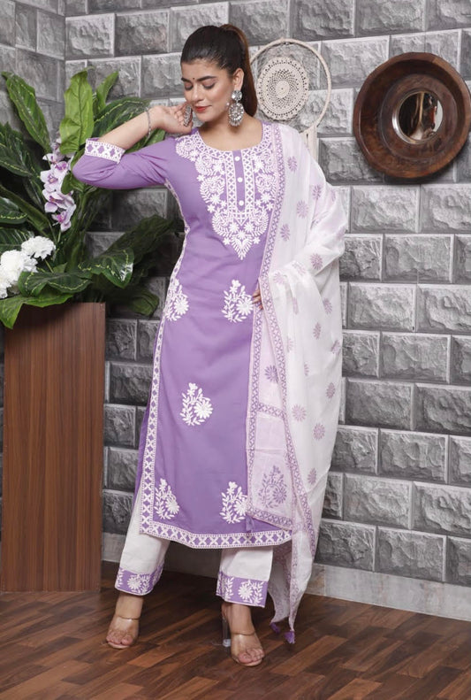 Pure Cotton Lucknowi Suit Set